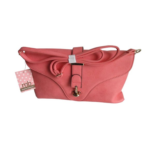 *Melie Bianco Creamy Coral Crossbody Vegan Envelope Clutch - NEW